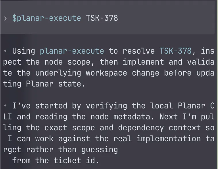 Planar execution context screenshot